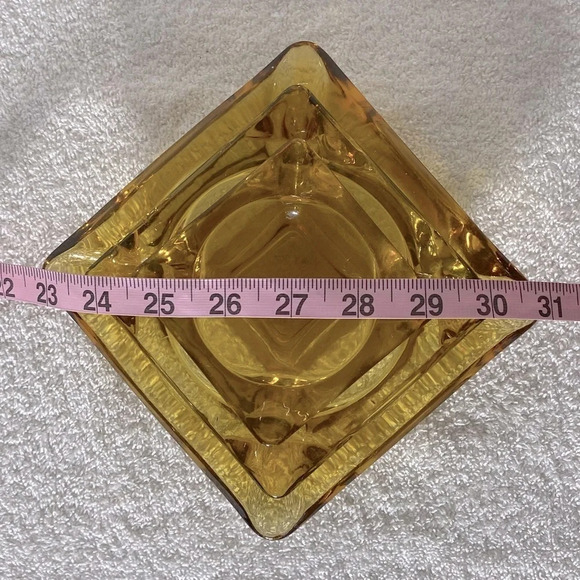 Vintage Amber Glass 3 Square Nesting Ashtrays Trinket Dishes - Picture 15 of 15